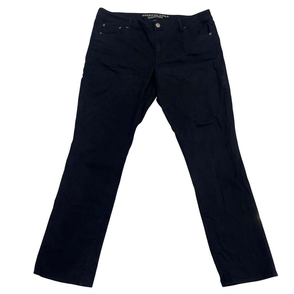 American Eagle Womens 20 Long Black Stretch Straight Jeans